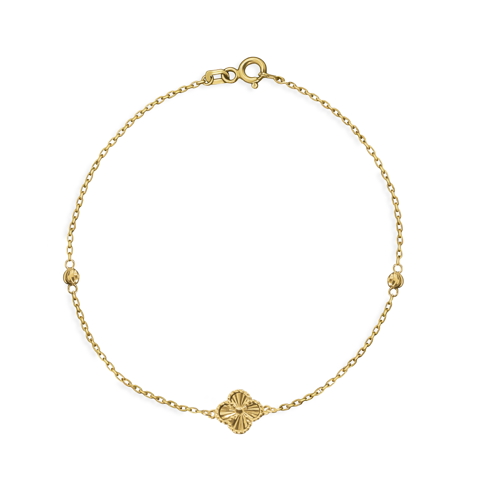 Pulsera Flor Inspirada Van C Diamantada Oro 10K