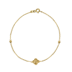 Pulsera Flor Inspirada Van C Diamantada Oro 10K