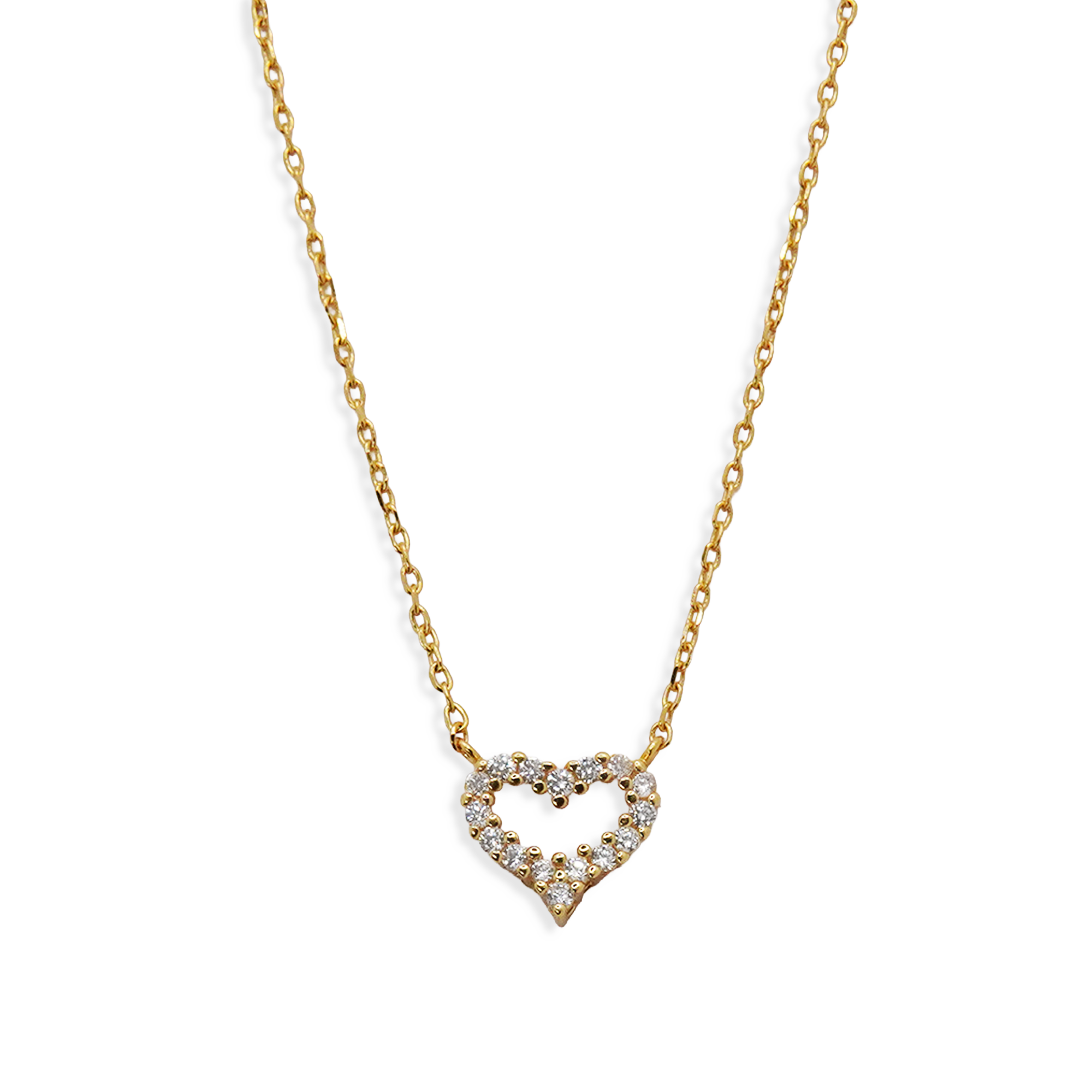 Collar Corazón con Micro Circonias Oro 10K