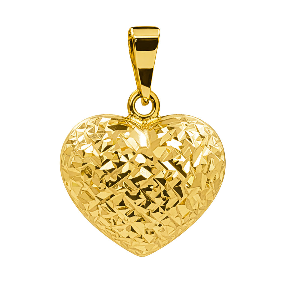 Dije Corazón Bombeado Diamantado 2cm Oro 10K