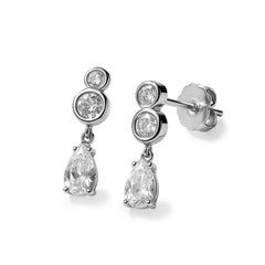 Broquel Circonia con Gota Colgante Plata .925 con Rodio