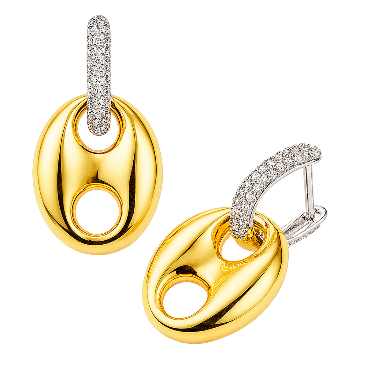 Aretes Huggies Inspirado Gucc con Micro Circonias Plata .925 con Baño de Oro