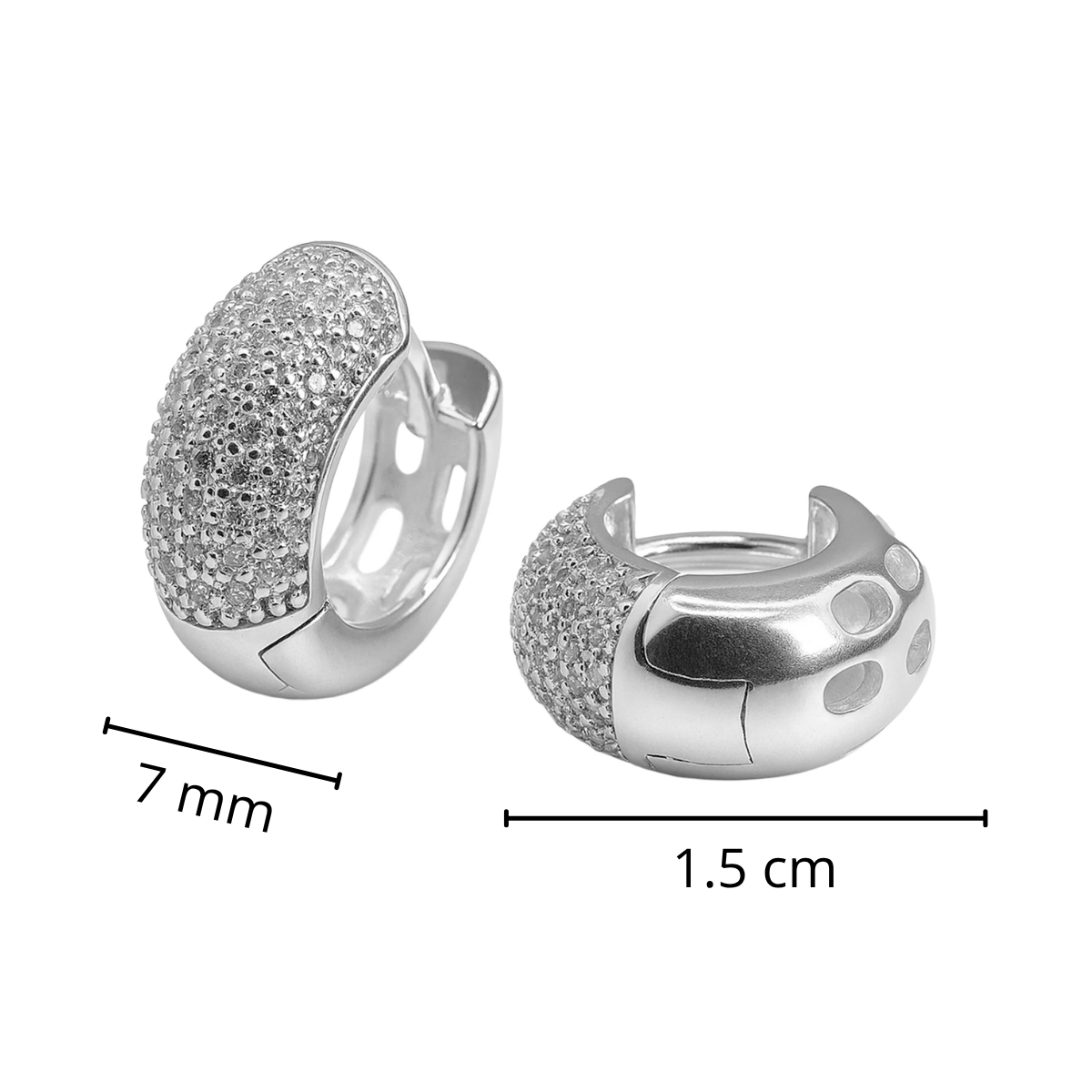 Huggies Ancha con Micro Circonias Plata .925
