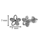 Broquel Flor Silueta con 3 Hojas de Micro Circonias Plata .925 con Baño de Rodio