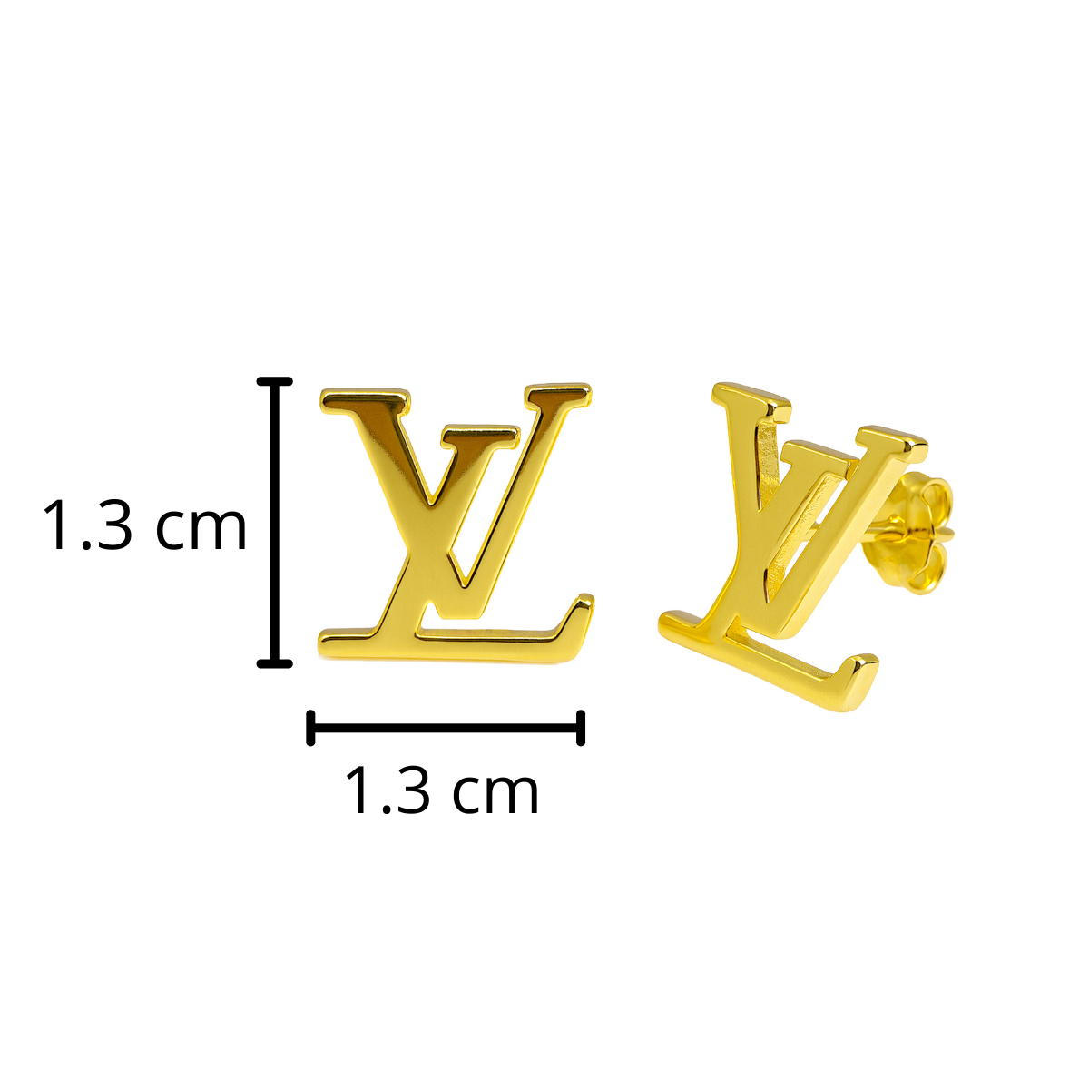 Broquel Maxi Inspirado LV Plata .925 con Baño de Oro