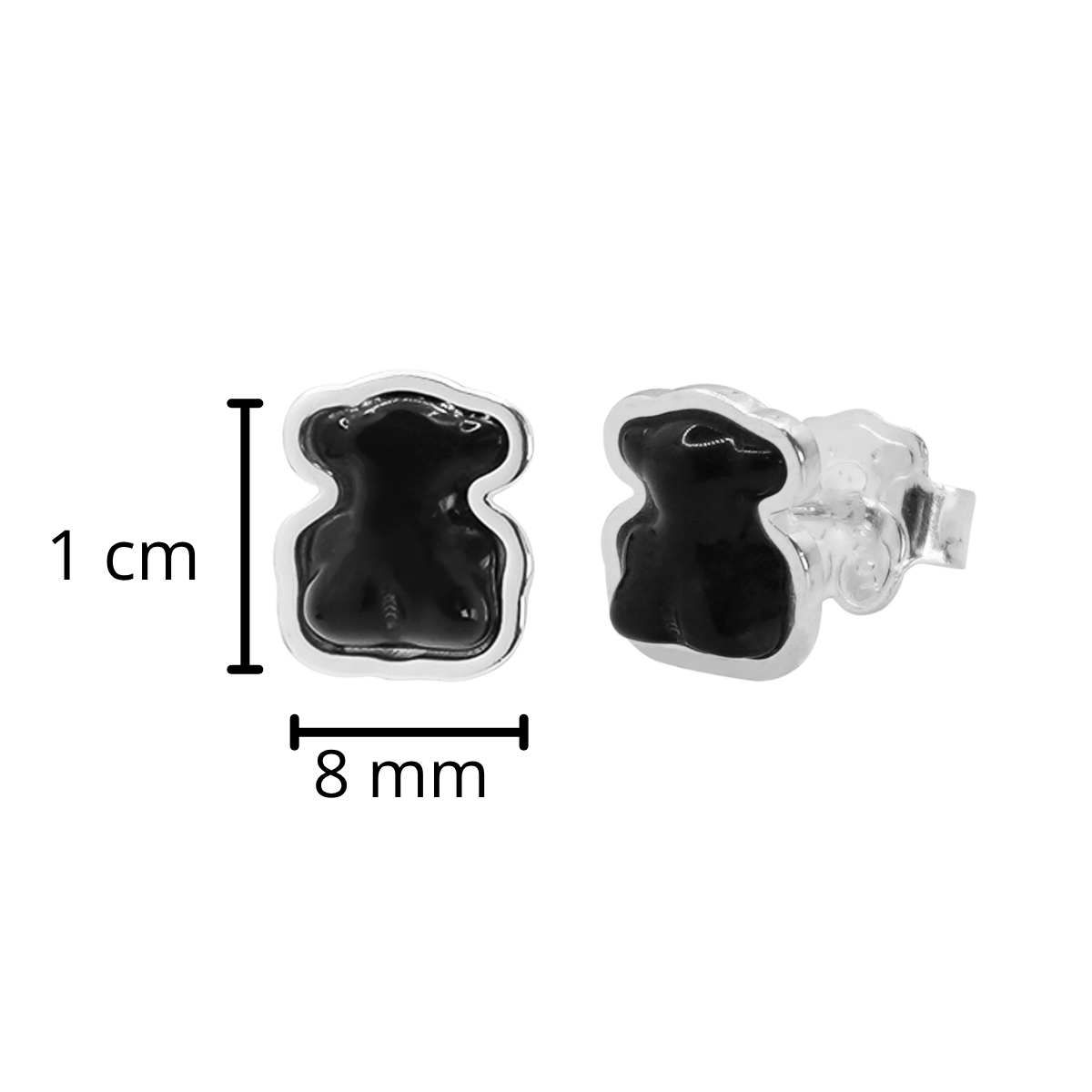 Broquel Inspirado Osos 1:1 Bombeado Onix Negro Liso Plata .925