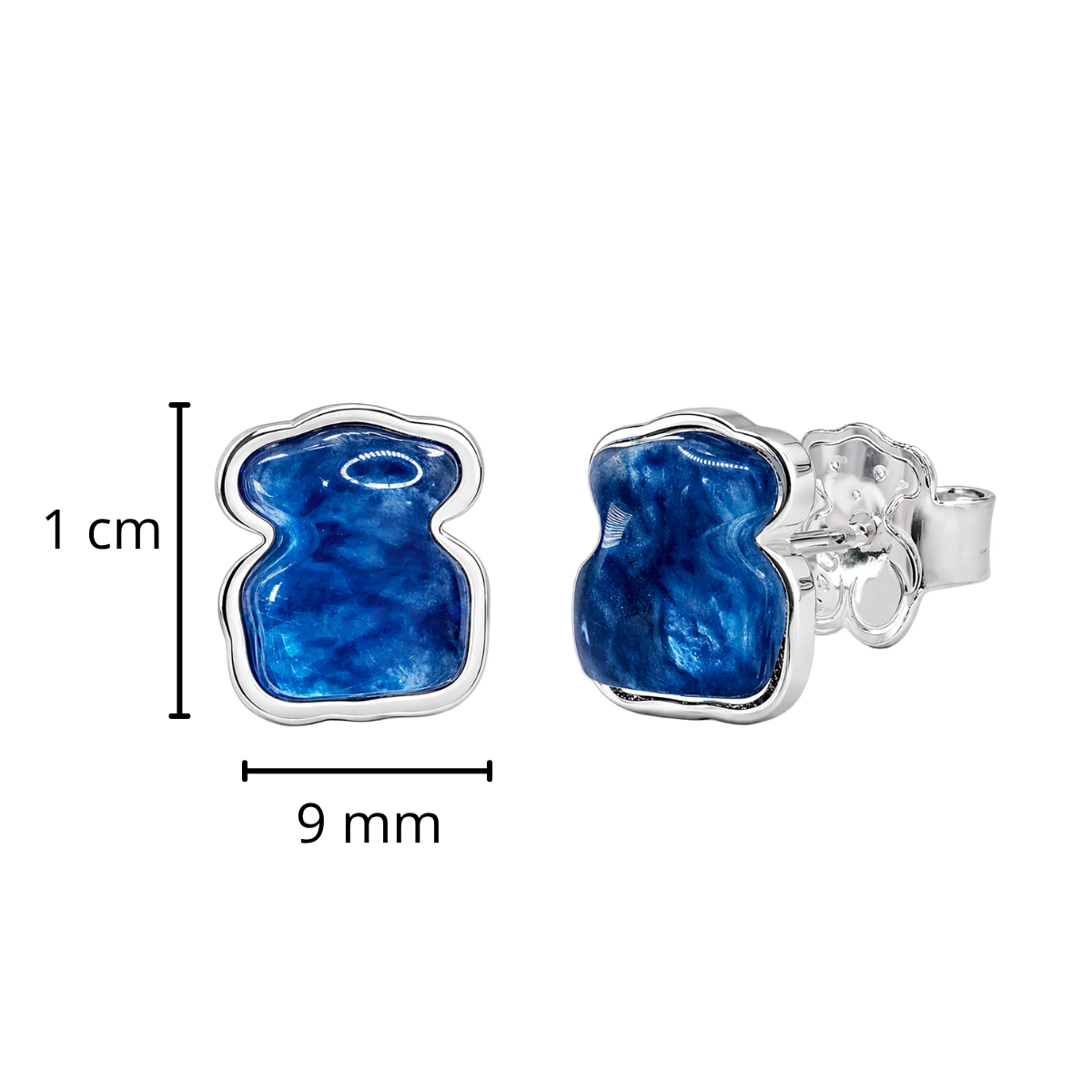 Broquel Inspirado Osos 1:1 Bombeado Murano Azul Plata .925