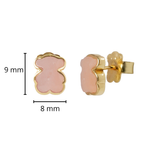Broquel Inspirado Osos 1.1 Cuarzo Rosa Facetado Plata .925 con Baño de Oro 18 K