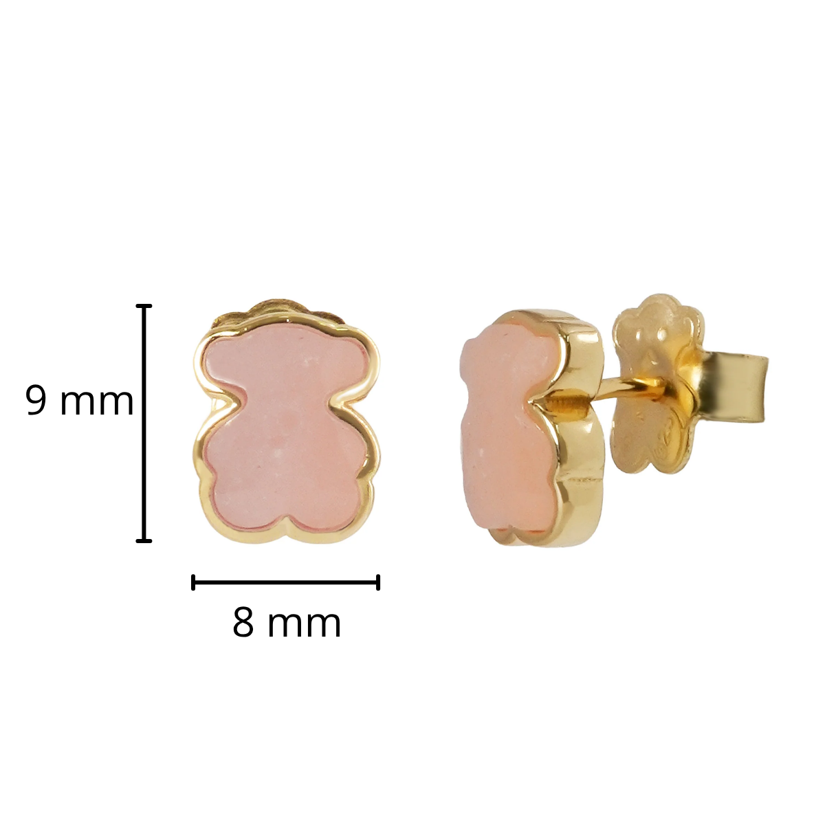Broquel Inspirado Osos 1.1 Cuarzo Rosa Facetado Plata .925 con Baño de Oro 18 K