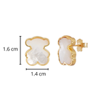 Broquel Inspirado Osos 1.1 Madre Perla Facetada Plata .925 con Baño de Oro 18k