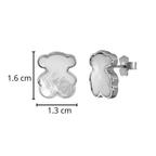 Broquel Inspirado Osos 1:1 Madre Perla 2 cm Plata .925 con Baño de Rodio