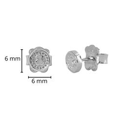 Broquel Inspirado Osos 1:1 Circulo Bolitas Plata .925 con Baño de Rodio