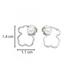 Arete Silueta Osos 1.1 Perla Natural, Plata 925 con Baño de Rodio