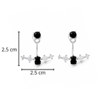 Arete Osos 1.1 Ónix Y Circonias, Doble Uso. Plata 925 Con Baño de Rodio