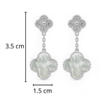 Arete Flor Mediano Inspirado Van C con Micro Circonias Plata .925 con Baño de Rodio