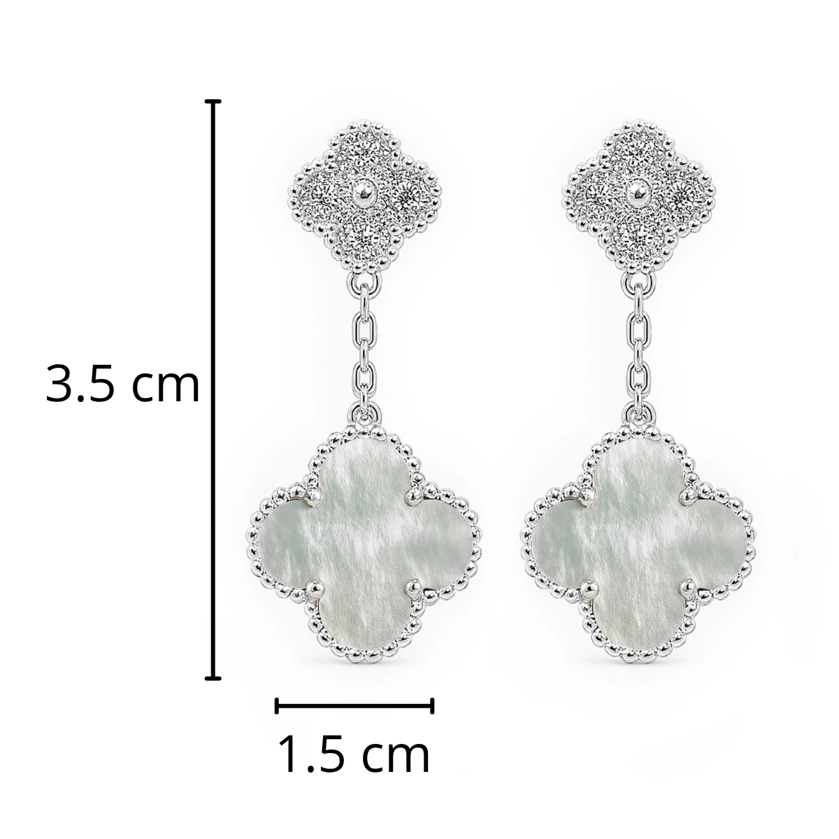 Arete Flor Mediano Inspirado Van C con Micro Circonias Plata .925 con Baño de Rodio