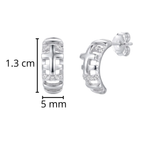 Arracada Cruz Lisa con Micro Circonias Plata .925 con Baño de Rodio