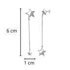 Arete Largo Estrella con Circonias Plata .925 con Baño de Rodio
