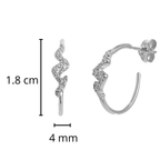 Arracada Zigzag con Circonias Plata .925 con Baño de Rodio