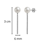 Arete Largo con Micro Circonias y Perla Natural Grande Plata .925
