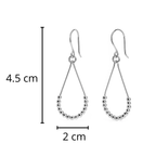 Arete Largo Estilo Gota con Bolitas Hecho a Mano Plata .925