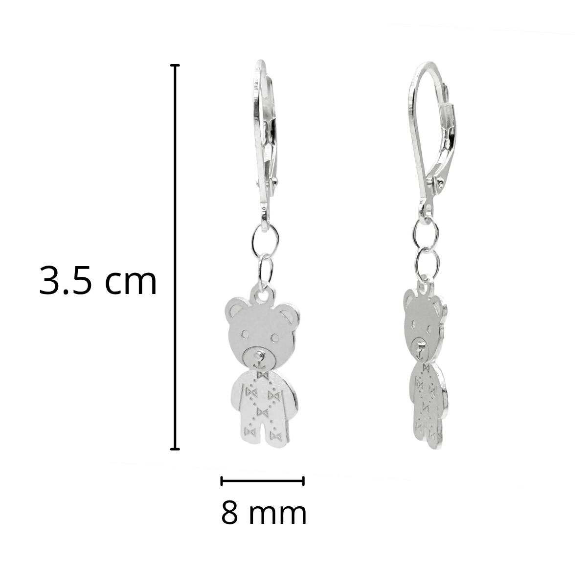 Arete Mediano de Oso Liso Plata .925