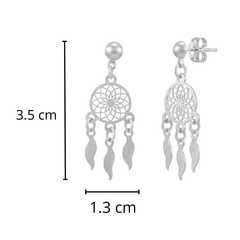 Arete Mediano Atrapa Sueños Calado Hecho a Mano Plata .925