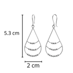 Arete Largo Estilo Gota Colgante Hecho a Mano Plata .925