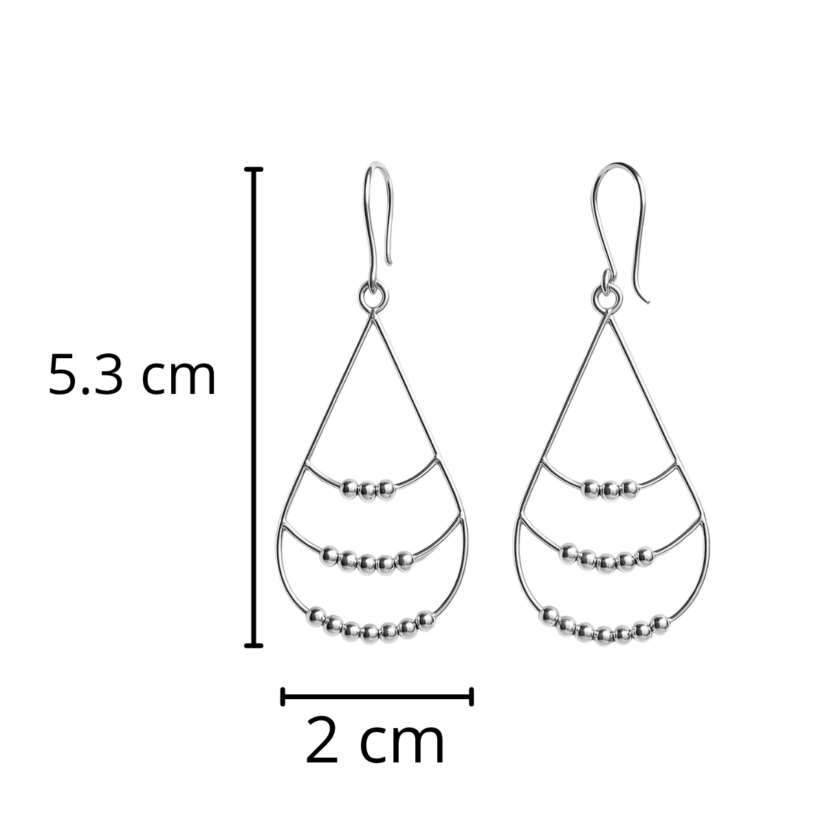 Arete Largo Estilo Gota Colgante Hecho a Mano Plata .925