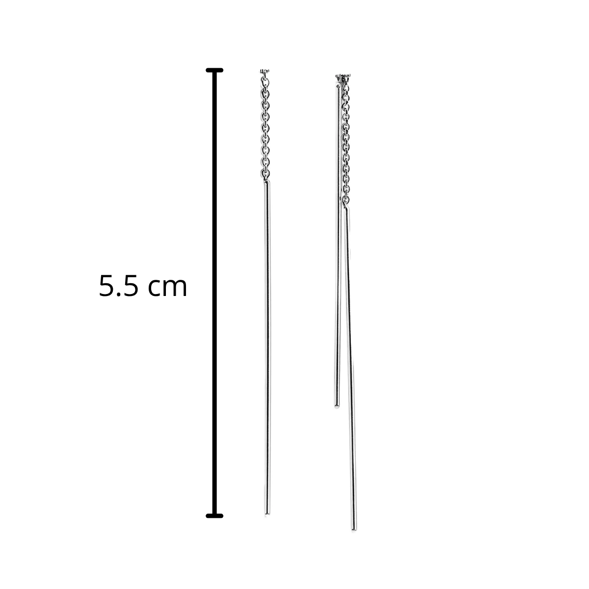 Arete Largo Estilo Violador con Tubitos Lisos Hecho a Mano Ancho Plata .925