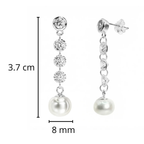 Arete Largo con Perla Natural y Circonias Plata .925