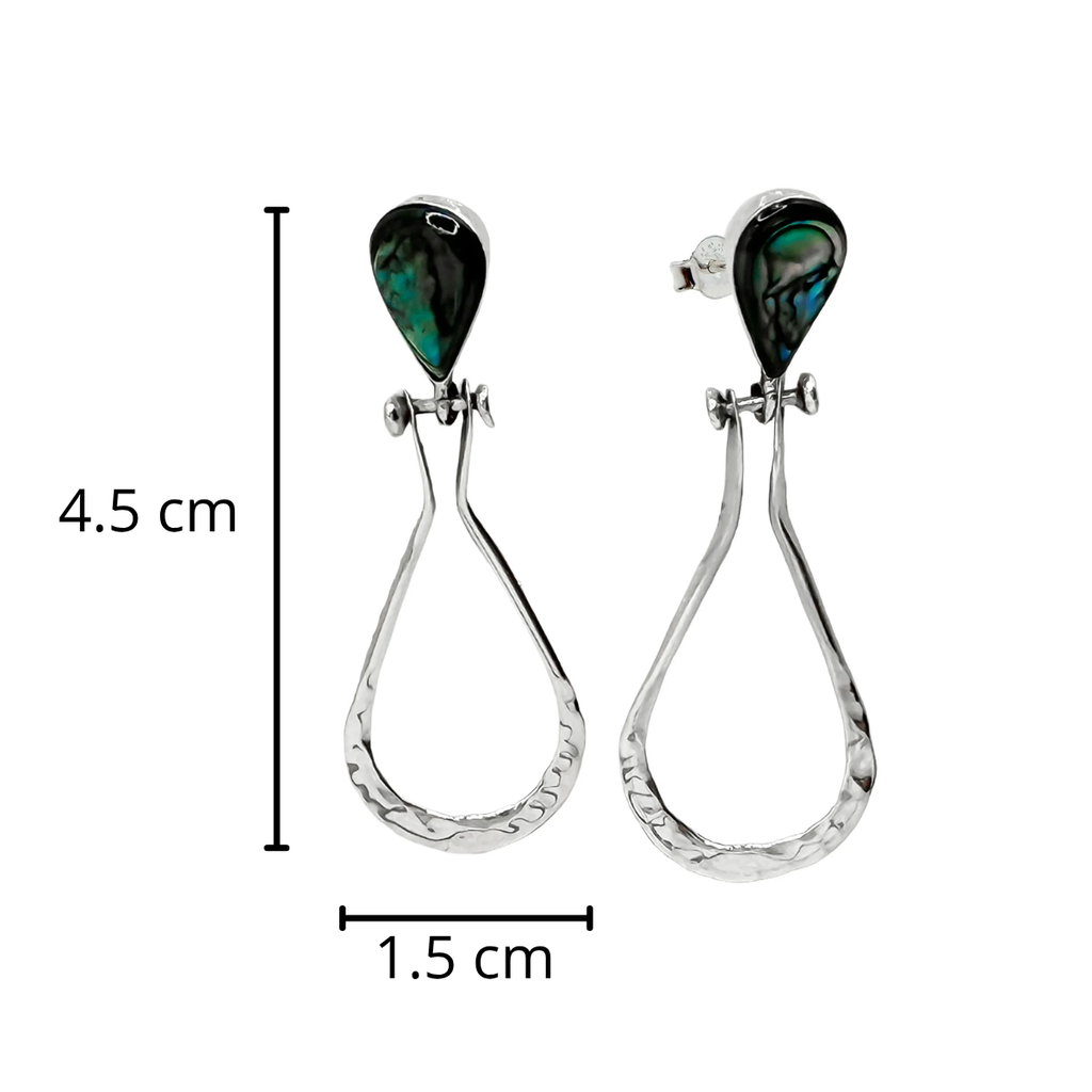 Arete Largo Estilo Gota con Piedras Naturales Plata .925