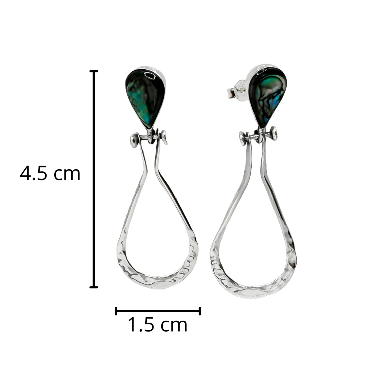 Arete Largo Estilo Gota con Piedras Naturales Plata .925