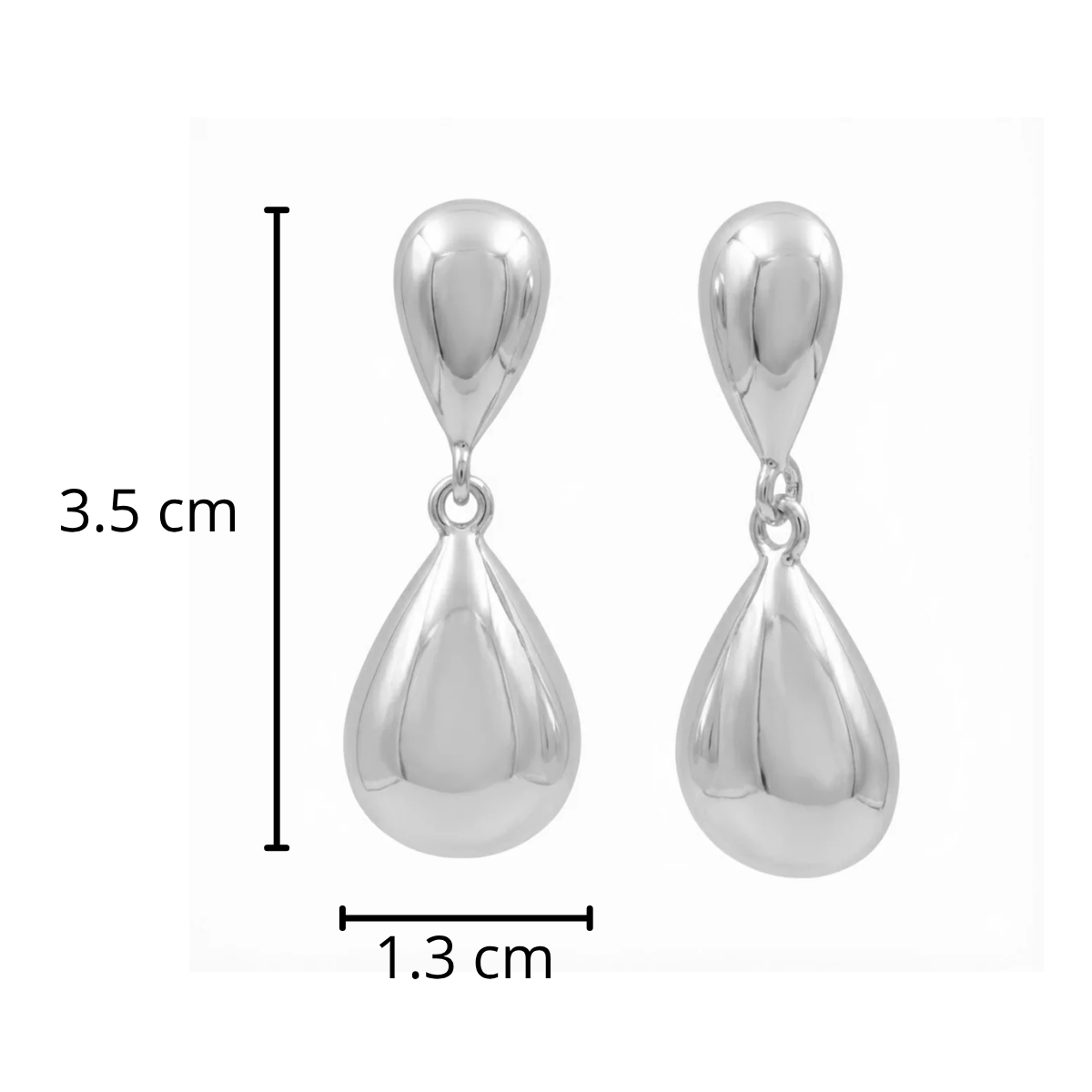 Arete Mediano Gota Bombeada Lisa Hecha a Mano Plata .925