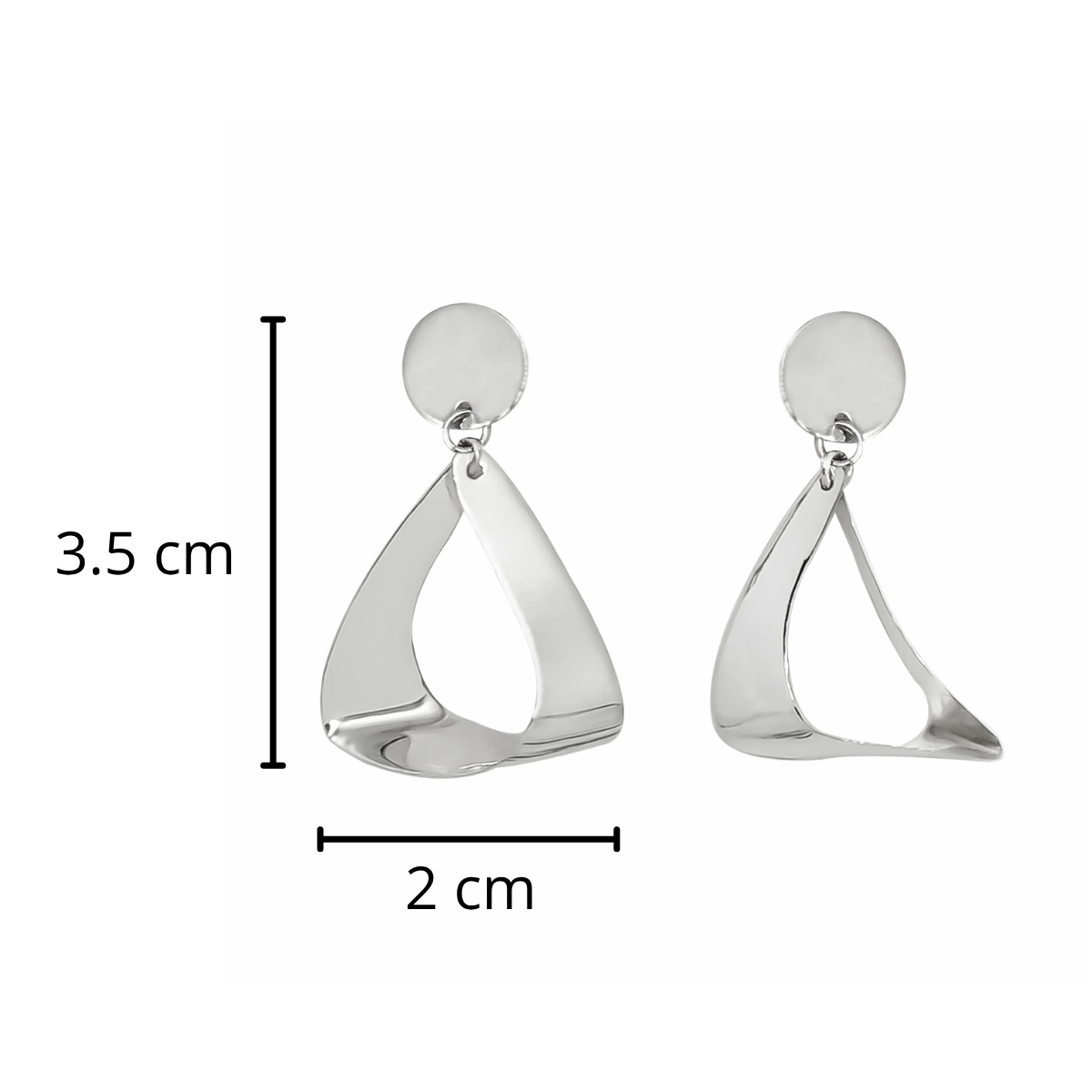 Arete Mediano Gota Torcida Lisa Hecha a Mano Plata .925