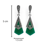 Arete Largo Marquesita con Piedra Ágata Plata .925