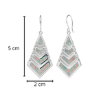 Arete Largo en Forma de Rombo con Piedra Ópalo Hecho a Mano Plata .925