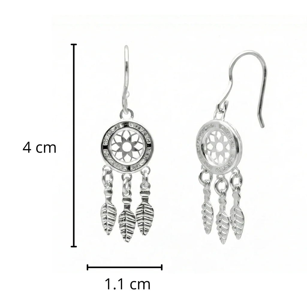 Arete Mediano Atrapa Sueños con Circonias Plata .925