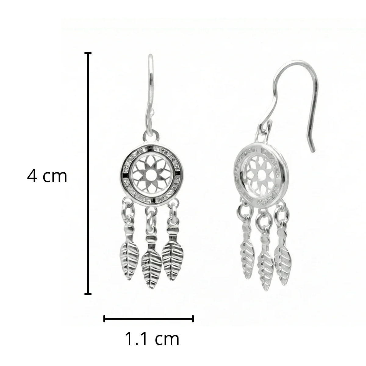 Arete Mediano Atrapa Sueños con Circonias Plata .925
