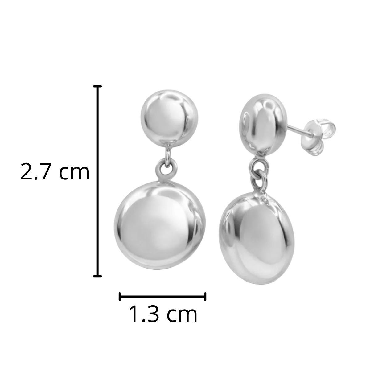 Arete Mediano Luneta Lisa Bombeada Hecho a Mano Plata .925