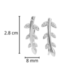 Arete Trepador Hojas Simple con Circonias Plata .925