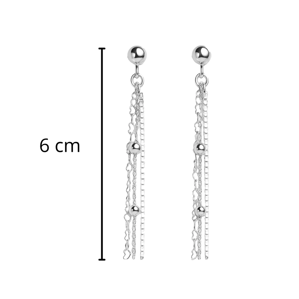 Arete Largo 3 Estilos de Cadenas Plata .925