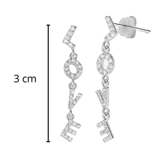 Arete Largo Love con Micro Circonias Plata .925