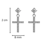 Arete Mediano Cruz con Circonias Plata .925