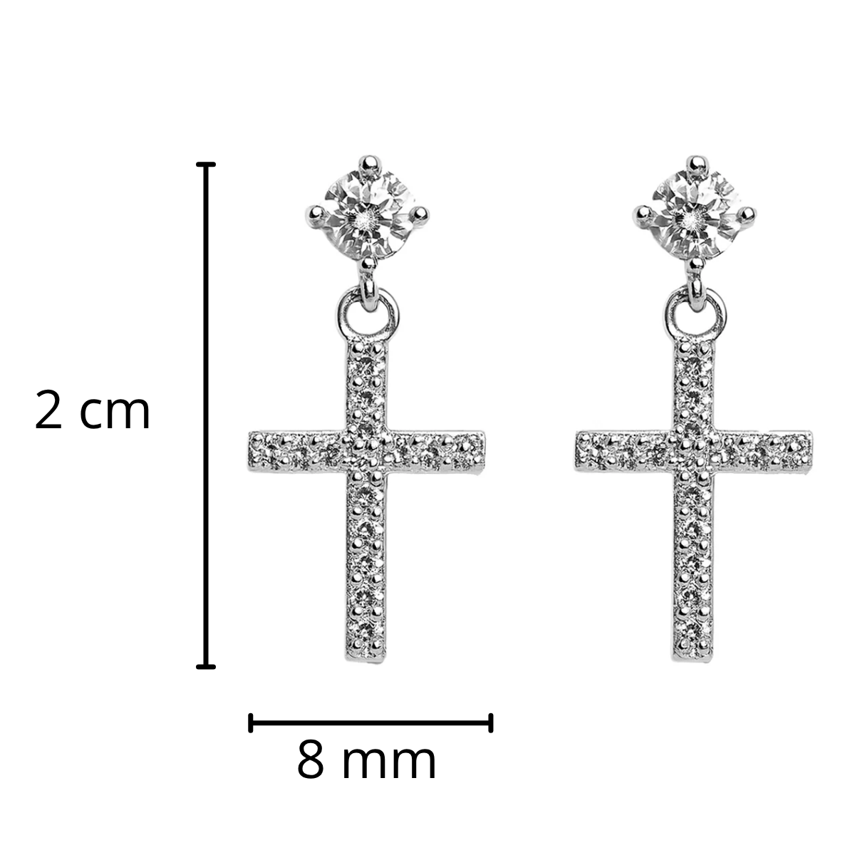 Arete Mediano Cruz con Circonias Plata .925