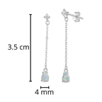 Arete Largo con Piedra Opalo y Circonia Plata .925