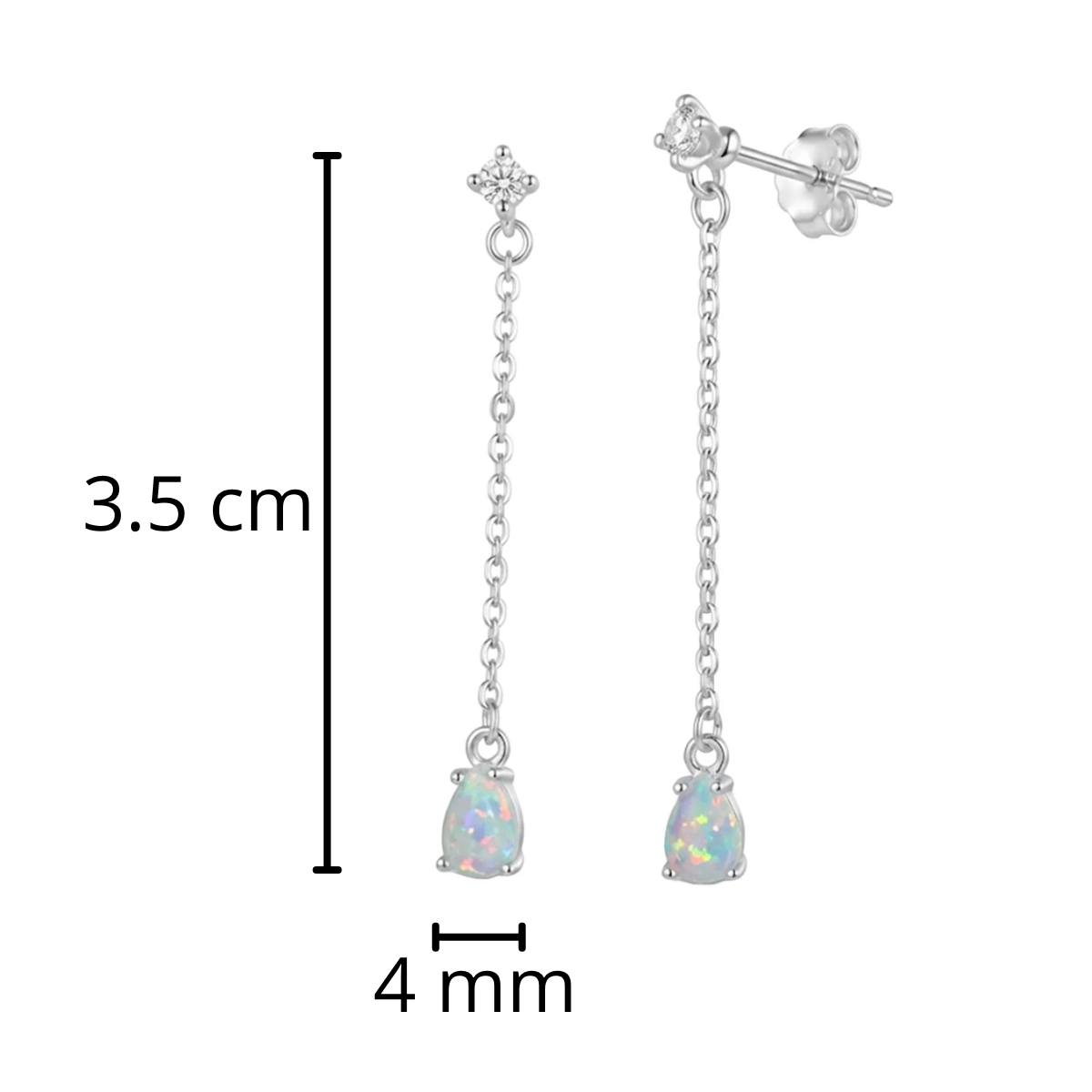 Arete Largo con Piedra Opalo y Circonia Plata .925