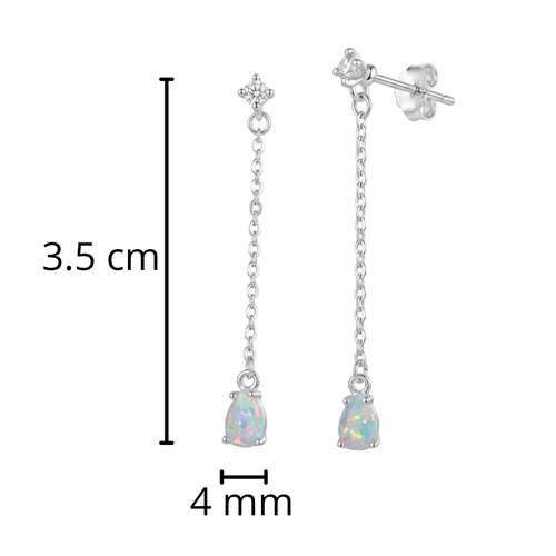Arete Largo con Piedra Opalo y Circonia Plata .925