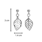 Arete Mediano Hoja Ondulada Lisa Hecho a Mano Plata .925