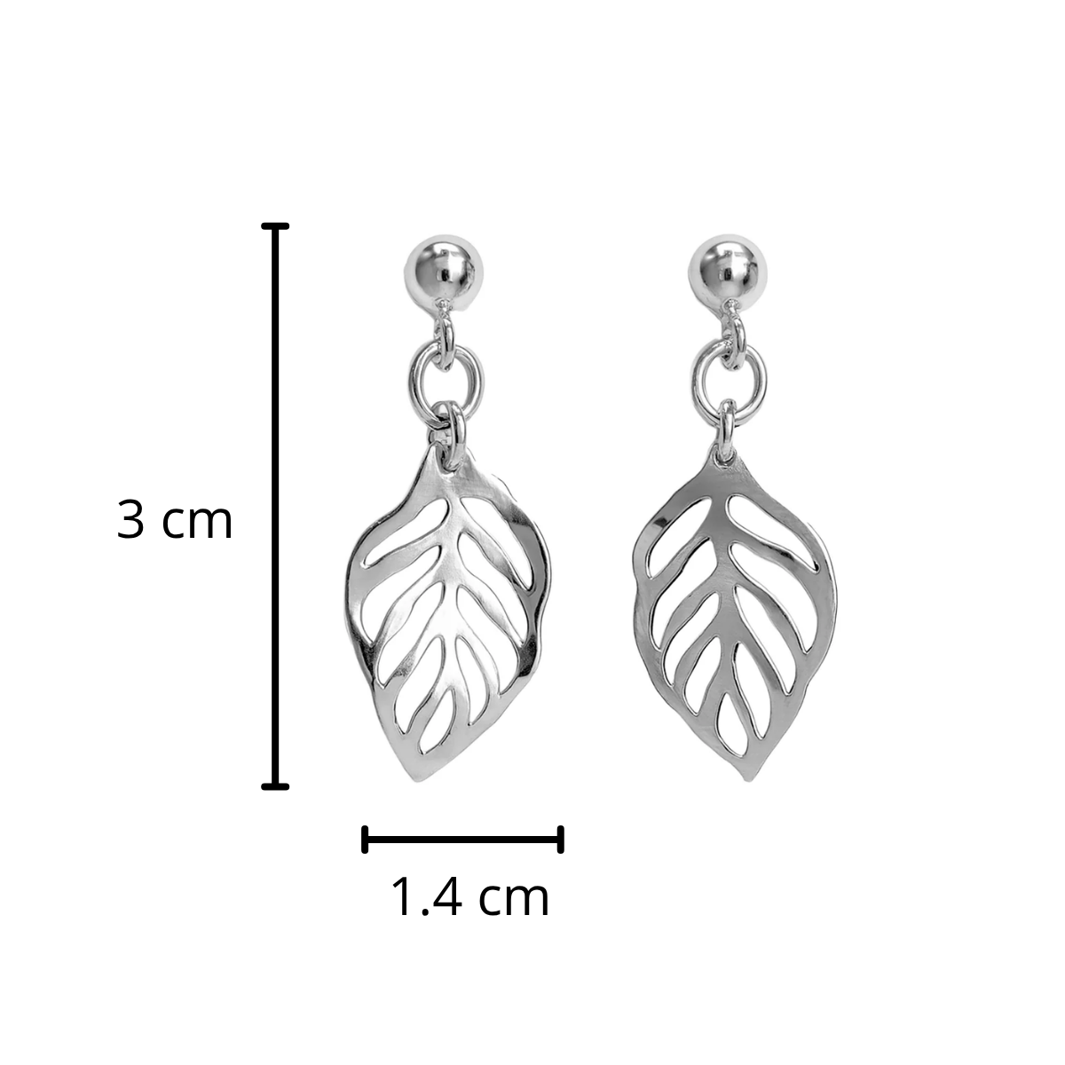 Arete Mediano Hoja Ondulada Lisa Hecho a Mano Plata .925